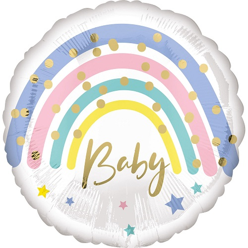Folieballon Baby Pastel Regenboog 43cm 3 Folieballon Baby Pastel Regenboog 43cm