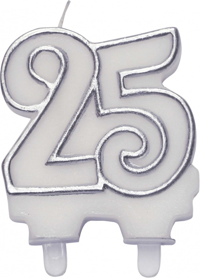 Taartkaarsje 25 Zilver 3 Taartkaarsje 25 Zilver