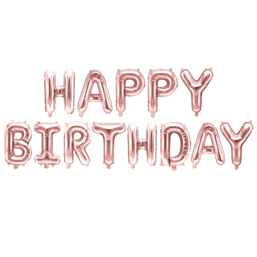 Folieballonnen Set Happy Birthday Rosé Goud 3 Folieballonnen Set Happy Birthday Rosé Goud