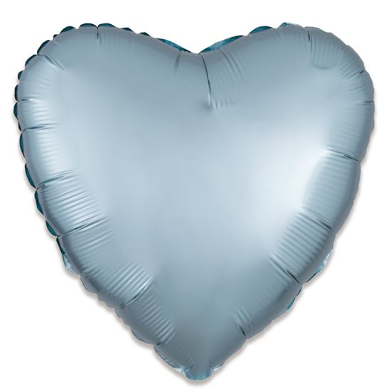 Folieballon Hart Satin Pastel Blauw 43cm 3 Folieballon Hart Satin Pastel Blauw 43cm