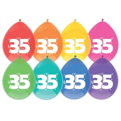 Ballonnen 35 Jaar Gekleurd 8 Stuks 3 Ballonnen 35 Jaar Gekleurd 8 Stuks