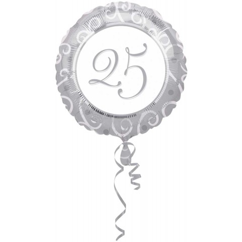 Folieballon 25 Jaar Zilver 43cm 3 Folieballon 25 Jaar Zilver 43cm