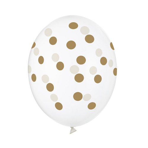 Ballonnen Transparant Met Gouden Stippen 6st 3 Ballonnen Transparant Met Gouden Stippen 6st