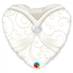 Folieballon Hart Huwelijk Wit 46cm