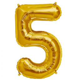 Folieballon Cijfer 5 Goud 86cm