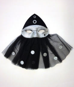 Oogmasker Pierrot Zilver Glitter