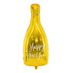 Folieballon Champagnefles Goud Happy New Year