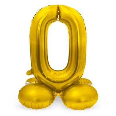 Folieballon 0 Met Voetje Goud 3 Folieballon 0 Met Voetje Goud