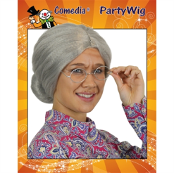 Oma Pruik Met Knot Grijs