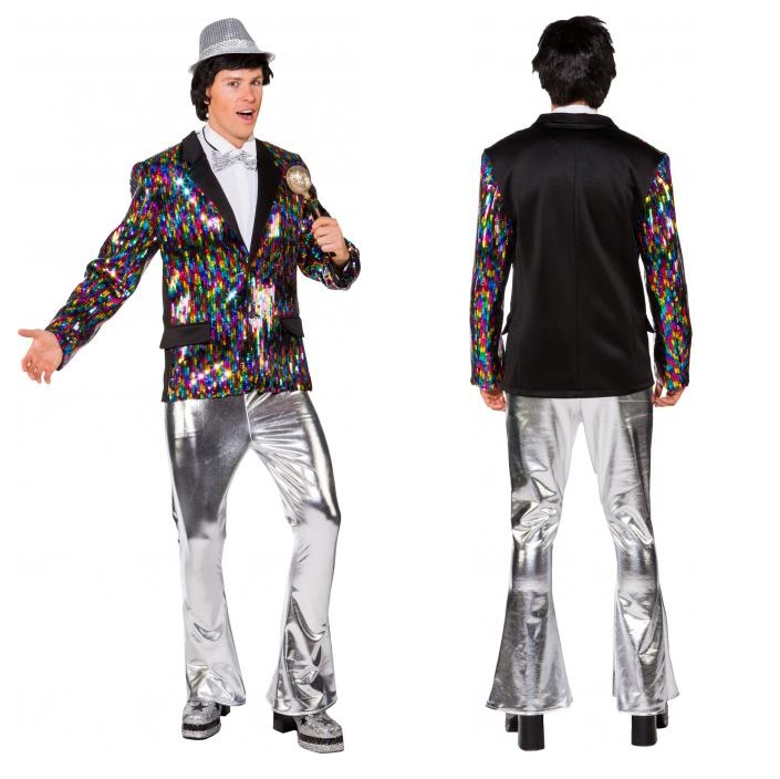 Disco Broek Heren Zilver Glimmend 3 Disco Broek Heren Zilver Glimmend