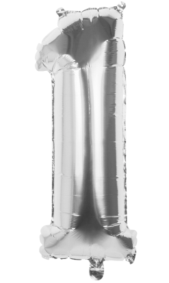 Folieballon Cijfer 1 Zilver 36cm