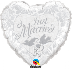Folieballon Just Married Hart 91cm