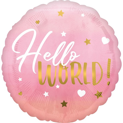 Folieballon Baby Meisje Hello World 3 Folieballon Baby Meisje Hello World