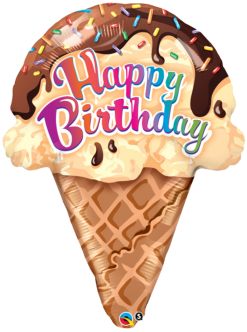 Folieballon Happy Birthday Ijsje 69cm