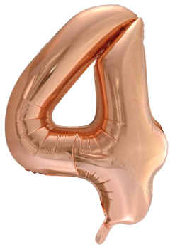 Folieballon Cijfer 4 Rosé Goud 86cm