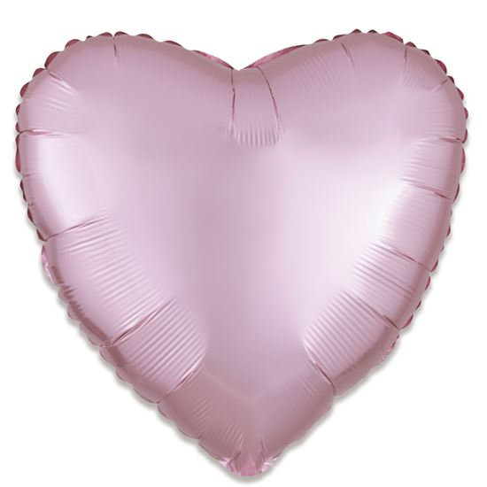 Folieballon Hart Satin Roze Pastel 43cm 3 Folieballon Hart Satin Roze Pastel 43cm