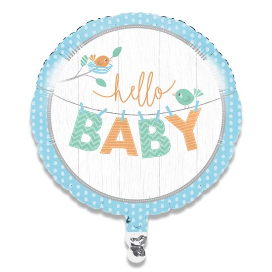 Folieballon Hello Baby Blue 46 Cm 3 Folieballon Hello Baby Blue 46 Cm
