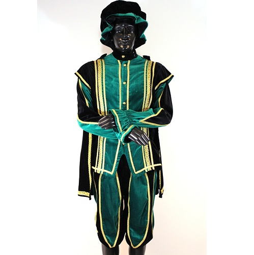 Pietenpak Alicante Met Cape Groen/zwart S OPRUIMING 3 Pietenpak Alicante Met Cape Groen/zwart S OPRUIMING