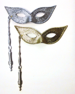 Oogmasker Op Stok Vogelmodel Goud Glitter