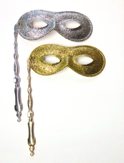 Oogmasker Op Stok Rond Glitter Goud