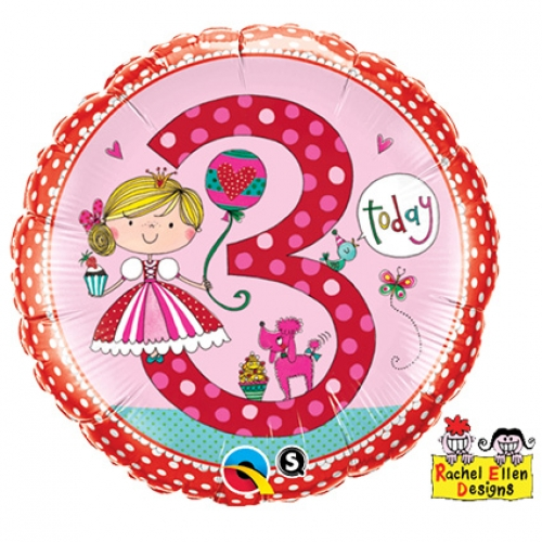 Folieballon Rachel Ellen 3 Meisje 46cm 3 Folieballon Rachel Ellen 3 Meisje 46cm