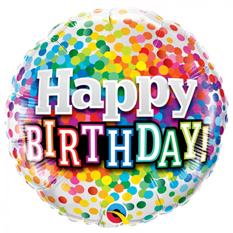 Folieballon Confetti Happy Birthday 46cm 3 Folieballon Confetti Happy Birthday 46cm