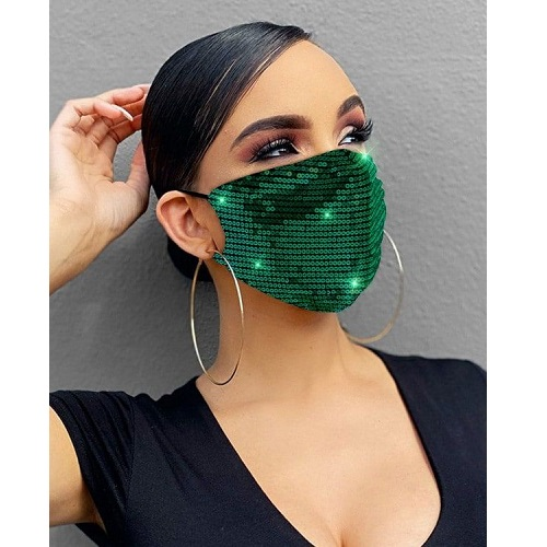 Mondkapje Pailletten Groen 3 Mondkapje Pailletten Groen