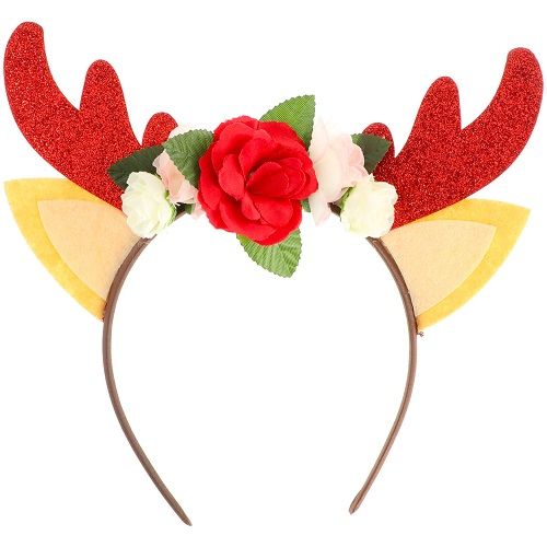 Diadeem Rendier Rood Met Bloemen 3 Diadeem Rendier Rood Met Bloemen