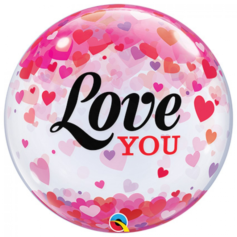 Bubbles Ballon Love You Hearts 56cm 3 Bubbles Ballon Love You Hearts 56cm