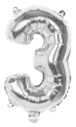 Folieballon Cijfer 3 Zilver 36cm