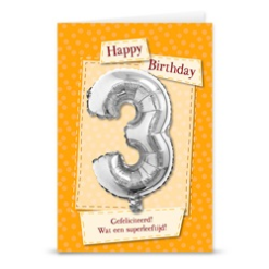 Kaart Met Cijferballon 3 Jaar