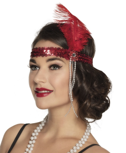 Hoofdband Charleston Flapper Rood