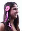 Hoofdband Hippie Met Bloem En Veren Roze -Jan Monnikendam Verkoop wconn 405307