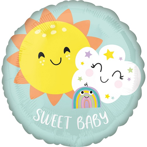 Folieballon Regenboog Sweet Baby 43cm 3 Folieballon Regenboog Sweet Baby 43cm