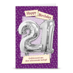 Kaart Met Cijferballon 21 Jaar