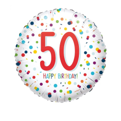 Folieballon Confetti Happy Birthday 50