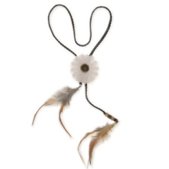 Hoofdband Hippie Met Bloem En Veren Wit