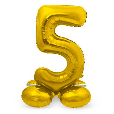 Folieballon 5 Met Voetje Goud 3 Folieballon 5 Met Voetje Goud