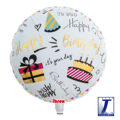 Folieballon Happy Birthday Taart En Tekst 35cm