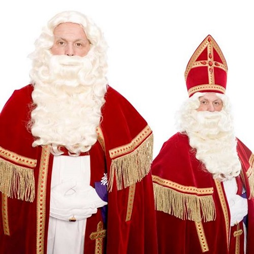 Sinterklaas Baard + Pruik Kanekalon Met Vaste Snor Type P 3 Sinterklaas Baard + Pruik Kanekalon Met Vaste Snor Type P