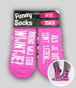 Funny Socks ‘als Je Dit Kunt Lezen, Breng Mij Een Wijntje’