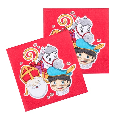 Servetten Sinterklaas 12st 3 Servetten Sinterklaas 12st
