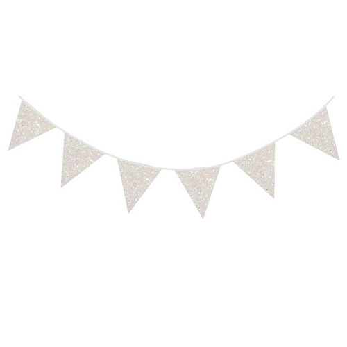 Glitterslinger Wit Parelmoer 6 Meter 3 Glitterslinger Wit Parelmoer 6 Meter