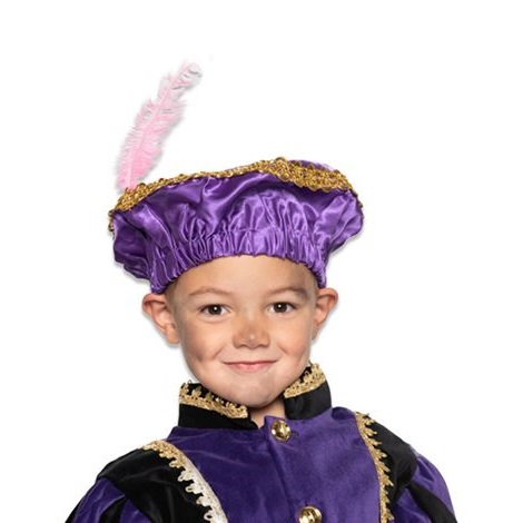 Pieten Baret Kind Paars Met Veer 3 Pieten Baret Kind Paars Met Veer