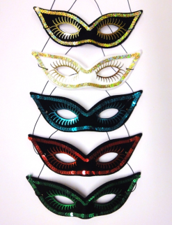 Oogmasker Vogelmodel Pailletrand – Zwart/goud