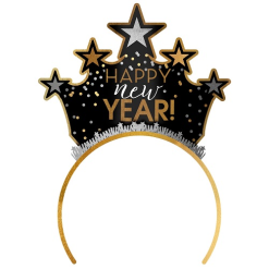 Diadeem Happy New Year Zwart
