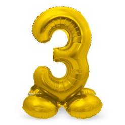 Folieballon 3 Met Voetje Goud