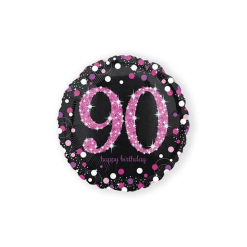 Folieballon Sparkling 90 Jaar Pink 46cm