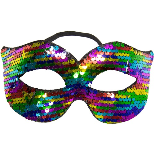 Oogmasker Reversible Pailletten Regenboog/zilver 3 Oogmasker Reversible Pailletten Regenboog/zilver